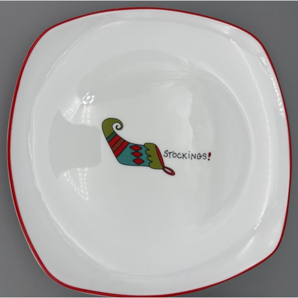Fitz & Floyd Christmas Gourmet Plates Happy Holidays Home Decor Set of 2 - Picture 2 of 5